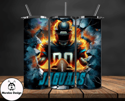 jacksonville jaguars tumbler wrap, crack hole design, logo nfl football, sports tumbler png, tumbler design by morales d