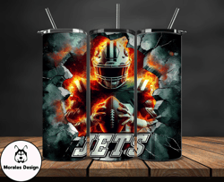 new york jets tumbler wrap, crack hole design, logo nfl football, sports tumbler png, tumbler design by morales design 1