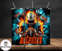 miami dolphins tumbler wrap, crack hole design, logo nfl football, sports tumbler png, tumbler design by morales design