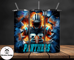 carolina panthers tumbler wrap, crack hole design, logo nfl football, sports tumbler png, tumbler design by morales desi