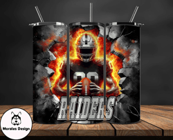 las vegas raiders tumbler wrap, crack hole design, logo nfl football, sports tumbler png, tumbler design by morales desi