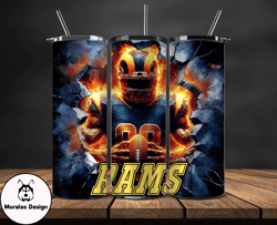 los angeles rams tumbler wrap, crack hole design, logo nfl football, sports tumbler png, tumbler design by morales desig