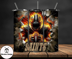 new orleans saints tumbler wrap, crack hole design, logo nfl football, sports tumbler png, tumbler design by morales des