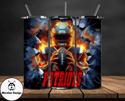 new england patriots tumbler wrap, crack hole design, logo nfl football, sports tumbler png, tumbler design by morales d