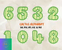 cactus alphabet numbers letters font svg, modern font, fonts for cricut, beauty font, font for t-shirts 08