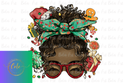 christmas messy bun black skin design