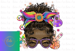 hippie messy bun black skin sublimation