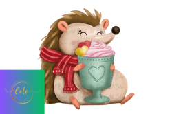 baby raccoon drink coffee png