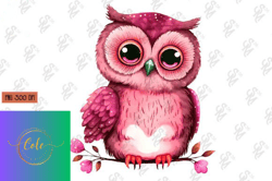 pink owl valentines day sublimation