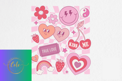 retro valentines png sublimation