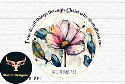 bible verse christian vintage flower png design 07