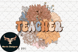 floral teacher retro flower vintage png design 13