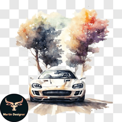 vibrant watercolor painting of an exotic sports car png design 178