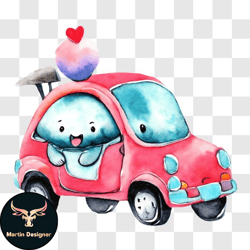 fun and playful pink car with ice cream cone png design 182