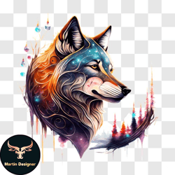 colorful abstract wolf head png design 191