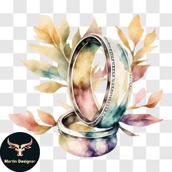 symbolize love and commitment with wedding rings on watercolor background png design 199