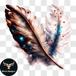 glowing feather on blue and purple background png design 208