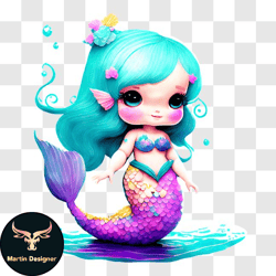 beautiful blue haired mermaid in the water png design 219