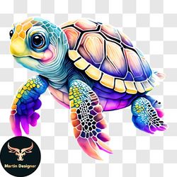 vibrant sea turtle in the blue ocean png design 223