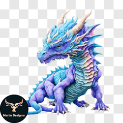 blue dragon with purple spikes   stock photo png design 233