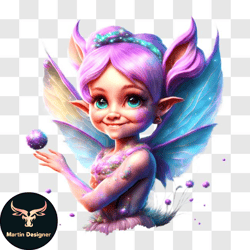 playful cartoon fairy with pink hair and blue wings png design 235