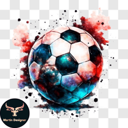 vibrant soccer ball with colorful paint splatters png design 237