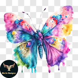 colorful butterfly with watercolor wings png design 245