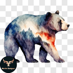 vibrant bear painting with colorful background png design 256