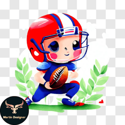 fun cartoon image of a football player holding a football png
