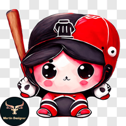 cartoon character ready to play baseball png