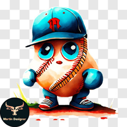 cartoon potato ready to play baseball png