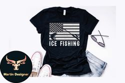 american flag ice fishing vintage design
