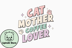 cat mother coffe retro cat mom quote svg design 384