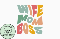 wife mom boss retro mothers day svg design 425