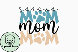 rescue mom retro mothers day svg design 431