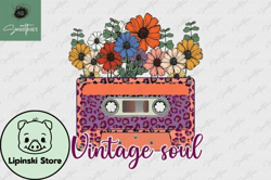 vintage soul flower retro cassette png design 26