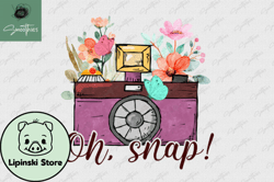 oh snap vintage photography flower png design 39