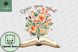 grow your mind book with flowers vintage design 46