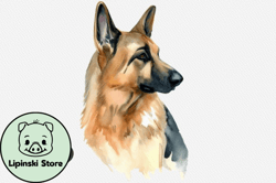 german shepherd watercolor dog clipart design 98