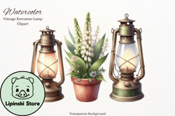 watercolor old rusty kerosene lamp design 92