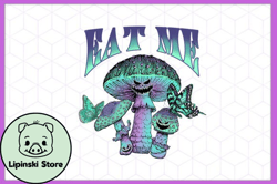 eat me mushroom vintage skull png design 129