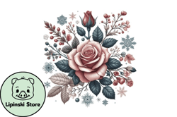 classic winter rose flower clipart design 158