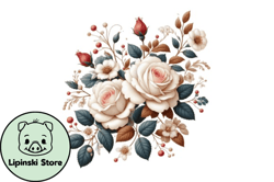 classic winter rose flower clipart design 161