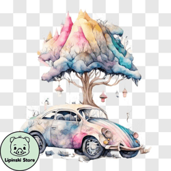 colorful volkswagen beetle in nature png design 167