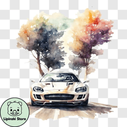 vibrant watercolor painting of an exotic sports car png design 178