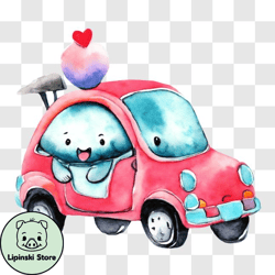 fun and playful pink car with ice cream cone png design 182