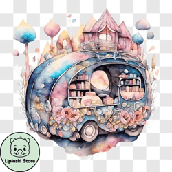 watercolor camper van painting   artists portfolio png design 186