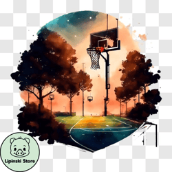 scenic basketball court with hoop and backboard png design 273