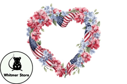 watercolor 4th of july wreath heart design 11