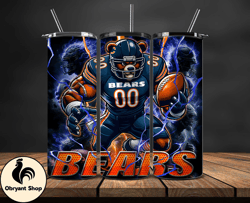 chicago bears tumbler wrap glow, nfl logo tumbler png, nfl design png, design by obryant shop-06